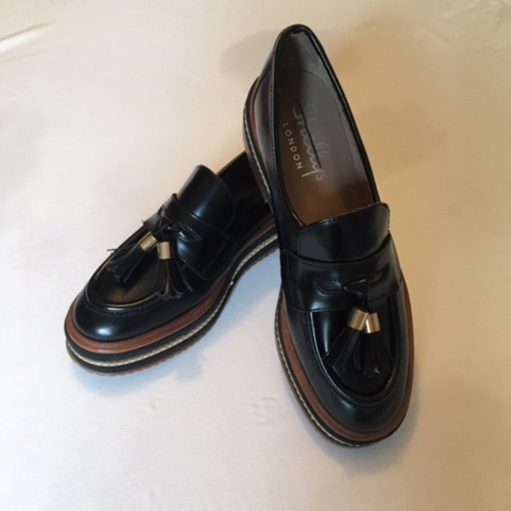 NEW Shellys London Karena Platform Chunky Loafers Black